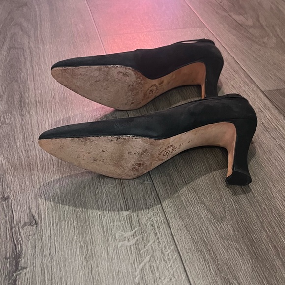 Delman Vintage 1940s Black‎ Suede Pumps Women's Slip-On Heels, Size 8N - Picture 5 of 12